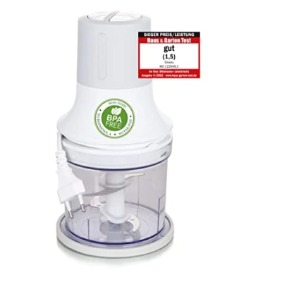 Imagen de Emerio picadora universal con 500 ml de volumen recipiente, 260 W, eléctrica 4 cuchillas acero inoxidable para picar carne, cebolla, fruta, verduras