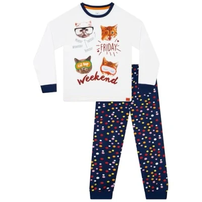 Imagen de Harry Bear Pijama Niña con Motivo De Gato Pijamas Chica Gatos Invierno Manga Larga Blanco 9 10 Años