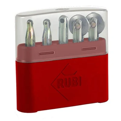 Imagen de RUBI 1996 Kits de rodeles distintos diámetros con caja guarda Pack 1 rodel Ø 6, 8, 10 y 18 mm (2 unidades) SILVER Mango Triple Estriado Patentado