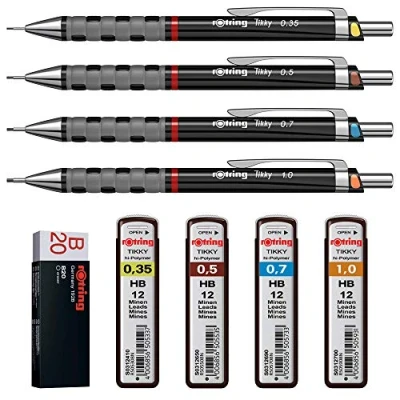 Imagen de Rotring  Minas, lote de 3 envases Tikky con códigos 0,35 / 0,5 0,7 mm 4er Komplettset
