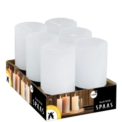 Imagen de Spaas Velas de Cera parafina (6 Unidades, 70 x 130 mm), Color Blanco