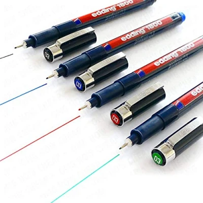 Imagen de Edding 1800 Profipen Delineador con Pigmento Rotulador de Dibujo 0.3mm Juego 4 Negro, Azul, Rojo, y Verde