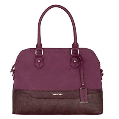 Imagen de David Jones Bolso de Mano Bugatti Mujer Bandolera Hombro Cuero PU Tote Mensajero Señora Multicolor Rayas Shopper Mediano Bolera Piel Satchel Moda Trabajo Diario Vida Rojo Burdeos