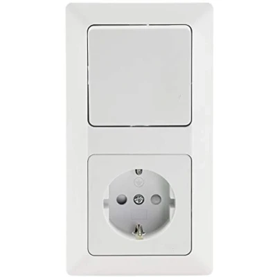 Imagen de Toma combinada MILOS + conmutador, blanco mate