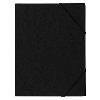 Imagen de Exacompta 555411E Lote de 5 carpetas elásticas sin solapas, con impresión líneas en la portada, para identificación cartulina lustrada, 355 g/m2, color negro