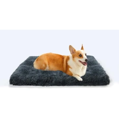 Imagen de MDDK DY Cama Perro Mediano, Lavable, Fondo Antideslizante, de Perro, Mullido, Felpa Larga, colchón Gris Oscuro 75 x 50 8 cm