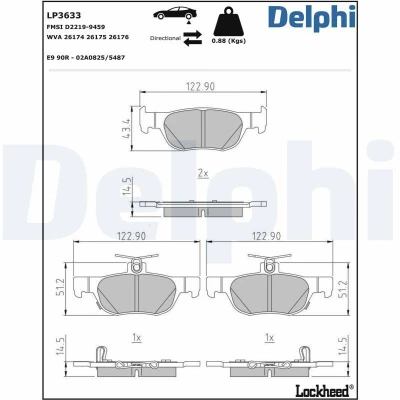 Imagen de DELPHI LP3633 Juego de pastillas freno con avisador acústico desgaste Chapa antichirridos sin accesorios MAZDA: 3 Hatchback, CX 30, Berlina