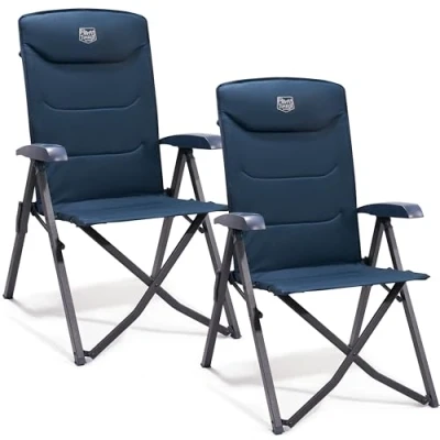 Imagen de TIMBER RIDGE Silla de Camping Adulto 150kg Jardín Plegable Portátile Alta Resistencia Respaldo Alto Reclinable 4 Posiciones para Campamento Picnic Caravana (2 Pcs, Azul)