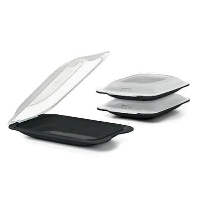 Imagen de TATAY Set de 3 Porta Embutidos y Alimentos Fresh MINI, Libre BPA, Reutilizables, Apilables, Apto Lavavajillas Microondas, Color Negro. Medidas 12 x 3,1 18 cm
