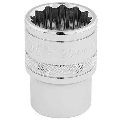 Imagen de Draper 33289 Llave de vaso cuadrada 12 puntos 1/2 pulgada, tamaño 20 mm, azul