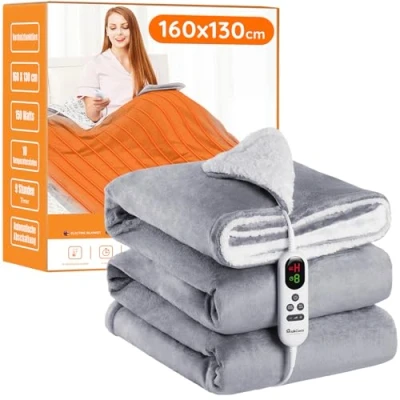 Imagen de Mia&amp;Coco Manta Electrica Grande Termica Cama 160x130cm, 10 Niveles de Calor y Temporizador Apagado automático 1 9 Horas Pantalla Digital, Lavable a máquina, Sherpa Franela