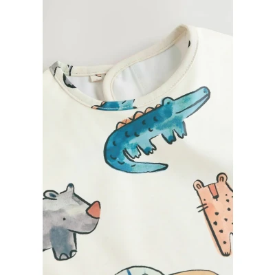 Imagen de Next Weaning AND Feeding Sleeved Babero para niños, Talla: 1 2a, Neutral safari animals