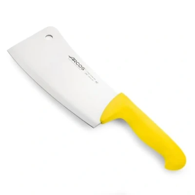 Imagen de Arcos Cuchillo Carnicero Cleaver Hoja Acero Inoxidable 9&quot; Mango Polipropileno Plateado istema Identificación Color Resistente y Higiénico Serie 2900 Amarillo