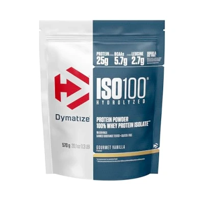 Imagen de Dymatize ISO 100 Hydrolyzed Gourmet Vanilla 570g Hidrolizado de Proteína Suero Whey + Aislado en Polvo
