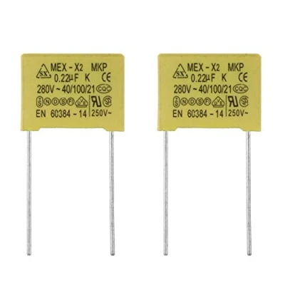 Imagen de BOJACK 0.22 uF 280 V condensadores de seguridad MEX X2 MKP Supresión interferencia en modo diferencial (paquete 2 piezas)