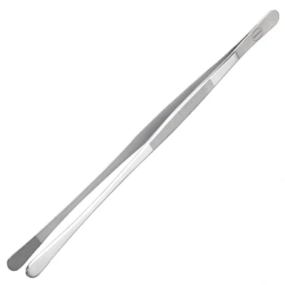 Imagen de wenco Pinzas para asar de acero inoxidable premium gourmet agarrar y girar al cocinar, 30 cm, puntas redondeadas,