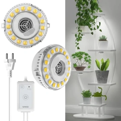 Imagen de SANSI Lámpara de Cultivo Plantas 150W Espectro Completo 4000K, Luces Crecimiento Regulable con Temporizador Automático 4/8/12H y 4 Niveles Brillo para Interior