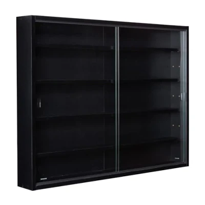 Imagen de Inter Link Vitrina de colección Estantería Pared Cristal Colgante MDF Negro (80x60x9,5 cm) Blacklava