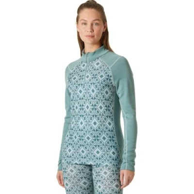 Imagen de Helly Hansen W LIFA Merino Midw Gra 1/2 Cremallera Chaqueta Baselayer, 489 Cactus Star Pixel AOP, M para Mujer