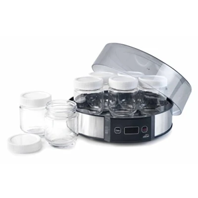 Imagen de Lacor 69245 Yogurtera, Capacidad 7, Tapa de Cristal, Temporizador, Vasos Aptos para Lavavajillas, 8 14 Horas Preparación 20 W, Polipropilelo