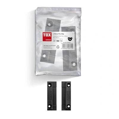 Imagen de TOX clips de fijación L BOXX Fix Clip para Mini y Micro, segura la caja clasificación al banco trabajo, pared, etc., plástico negro, 2 piezas en una bolsa, 09790011