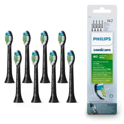 Imagen de Cabezales de cepillo dental sónico estándar Philips Sonicare Original W2 Optimal White: paquete 8 unidades en negro (modelo HX6068/13)