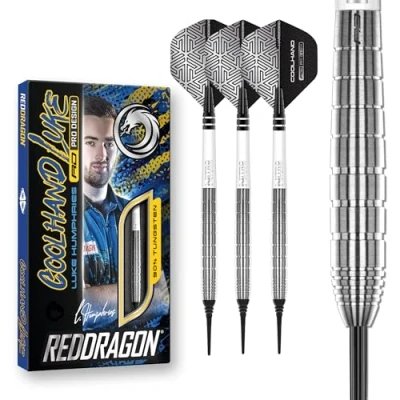 Imagen de RED DRAGON Luke Humphries TX1 Juego de Dardos tungsteno Premium Softip 18 Gramos con Plumas y Tallos