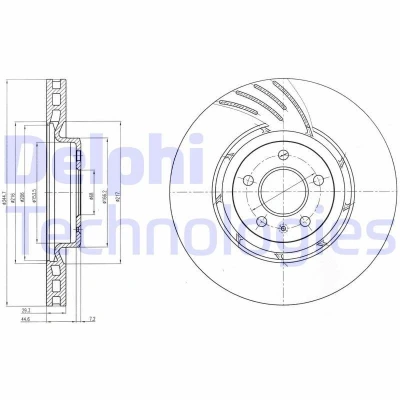 Imagen de DELPHI BG9052 Disco de freno 345 30 5 ventilado aceitado sin procesar cojinete rueda, anillo sensor ABS AUDI: A5 B8 Coupé, Q5, A4 Avant