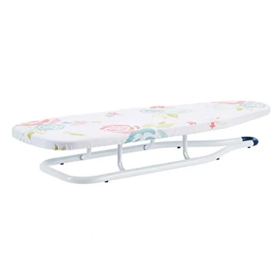 Imagen de Amazon Basics Tabla de planchar sobremesa, 77 x 29 cm, Floral, blanco