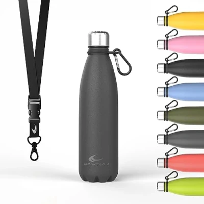 Imagen de Daikoku Botella Termica de Acero Inoxidable 500ML A Prueba Fugas Bebidas Calientes por 12 Horas y Frías 24 Seguro Saludable Ideal para Senderismo, Gimnasio, Oficina Gris