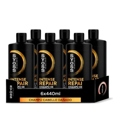 Imagen de Syoss Champú para pelo seco y dañado gama Repair 6uds de 440Ml (2.640ml) Repara en profundidad protege el Cabello como recién salido la peluquería