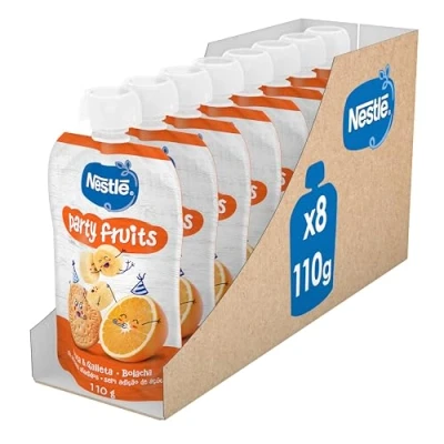 Imagen de Nestlé Pure Party Fruits Pouch Puré de Frutas Infantil, Desde 12 Meses, 8 Bolsitas 110 g