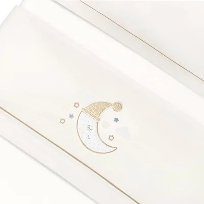 Imagen de Juego de Sabana para Cuna 60x120 cm 100% Algodon Fabricado en españa (encimera+Bajera Ajustable+Funda Almohada) (Luna Beige)