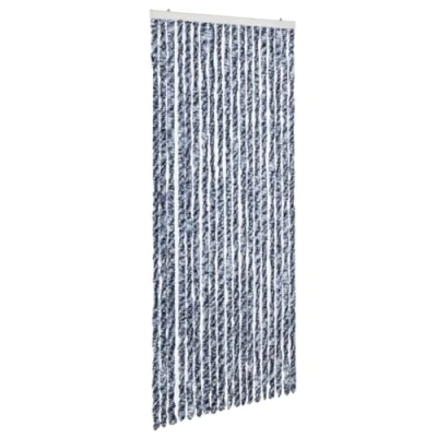 Imagen de vidaXL Cortina Mosquitera Chenilla Azul Blanco Plata 56x185 cm Malla Anti Insectos Mosquitos Moscas Bichos