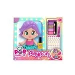 Imagen de Pinypon Pop &amp; Make Up, Figura de 17 cm para Maquillar, Decora sus Uñas o Cara con Pegatinas, Incluye Pintura Especial el Pelo y Vestidos, se Puede Quitar, +4 años, Famosa (PNY70000)