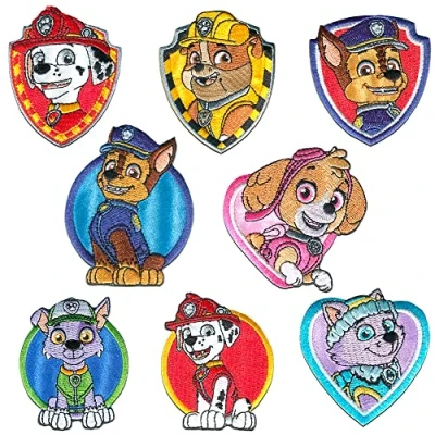 Imagen de Paw Patrol Patrulla Canina Set 8 Piezas Chase Marshall Skye Parches Termoadhesivos Bordados Aplique Para Ropa