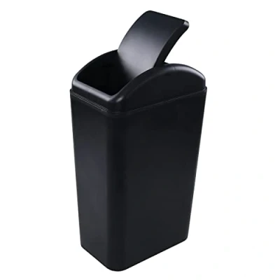 Imagen de Jandson cubo de basura negro oscilante, delgado para espacio estrecho, 14 litros