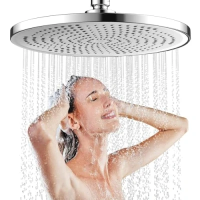 Imagen de JINYOMFLY Cabezal de Ducha Lluvia Alta Presion, Redondo Fijo, Alcachofa Grande, Ahorro Agua, Exterior, 25CM