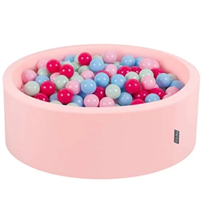 Imagen de KiddyMoon 90X30cm/300 Bolas ∅ 7Cm Piscina De para Ninos Hecha En La UE, Rosa: Rosa Claro/Rosa Oscuro/Azul Celeste/Menta