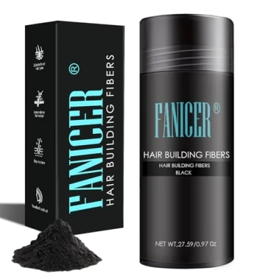 Imagen de Fibras Capilares 27.5g,Hair Fiber,Llena y engrosa su Cabello,para Disimular Calvicie Aumentar el volumen,Cabello completo en segundos,Negro