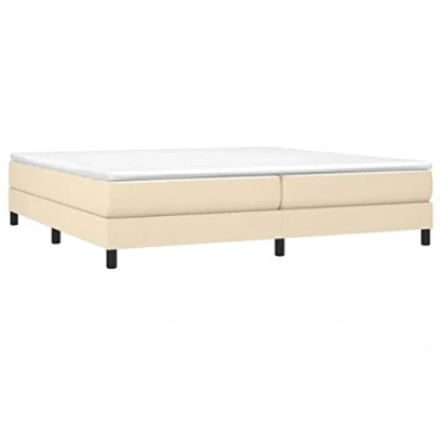 Imagen de vidaXL Estructura de Cama, Somier Matrimonio Listones, Base Cama Tapizada, Mueble para Dormitorio Hogar, Tela Color Crema 200x200 cm