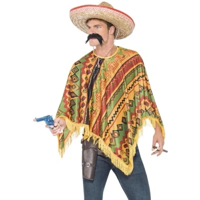 Imagen de Smiffys Poncho y bigote, Naranja
