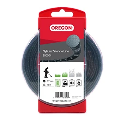 Imagen de Oregon Hilo para Desbrozadora Nylium Silencio, Cable de Repuesto Perfil Redondeado Desbrozadoras Batería, 2.7mm, Bobina 15m (800004)