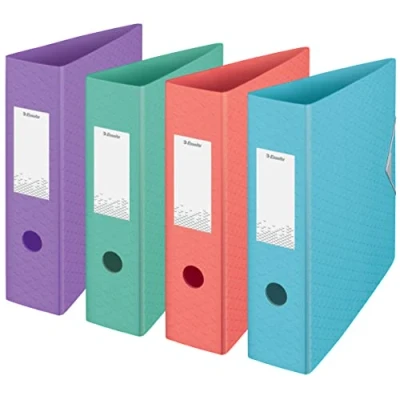 Imagen de Esselte Archivador de Palanca, Capacidad 500 hojas, Lomo 82mm, Carpeta Ligera A4, Casa y Oficina, Diseño en Relieve, Gama Colour&#039;Breeze, Colores Pastel Variados, 629219