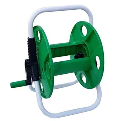 Imagen de Enrollador para Manguera de riego, Permite enrollar 45m y Todos los Accesorios. Carrete Color Verde Resistente a la oxidación. Incluye Juego Completo racores