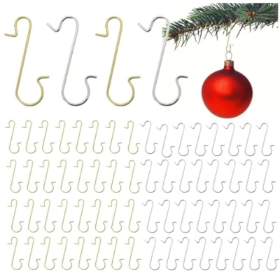 Imagen de TK Gruppe Timo Klingler 100 ganchos para bolas de árbol Navidad, colgadores rápidos en forma S decoraciones navideñas (100 unidades, mezclados)