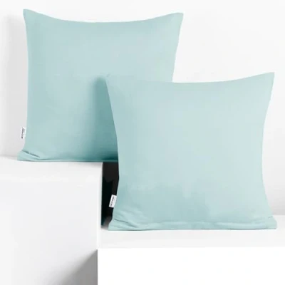 Imagen de DecoKing 2 Fundas de Almohada 50 x cm, algodón, con Cremallera, Color Azul Claro y ámbar