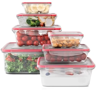 Imagen de classbach® Frascos de plástico con tapa Set 7 unidades,latas almacenamiento tapa,100% estancas,lonchera/bandeja/caja apta para lavavajillas,microondas y congelador