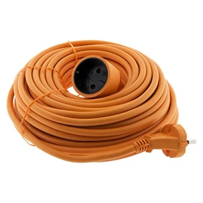Imagen de Zenitech Alargador de Corriente 16A HO5VV F 2x1,5mm² 3680W / 230V Ideal para Cortacéspedes y Barbacoas Resistente a Condiciones Exteriores Conforme Normas NF CE Naranja Longitud 20m