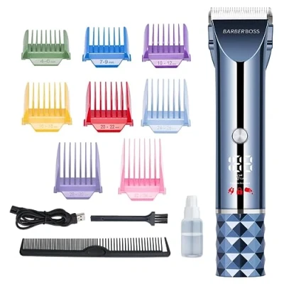 Imagen de Barberboss Recortadora todo en uno 10 1, kit de aseo definitivo para barba y cabello, juego peine 8 accesorios, cuchillas cerámica titanio precisión, QR 2091E